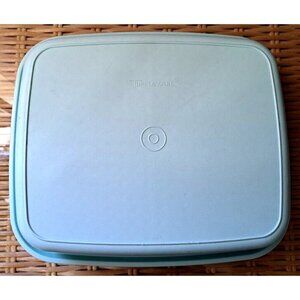 Vintage Tupperware Large "Season Serve" White Lid 1294-7 Aqua Base 1295-2